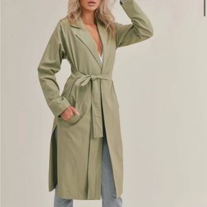 Sage the Label Matcha Belted Long Jacket